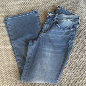 NYDJ Jeans Womens 0 Blue‎ Wide Leg Flare Mid Rise Medium Wash Stretch Denim